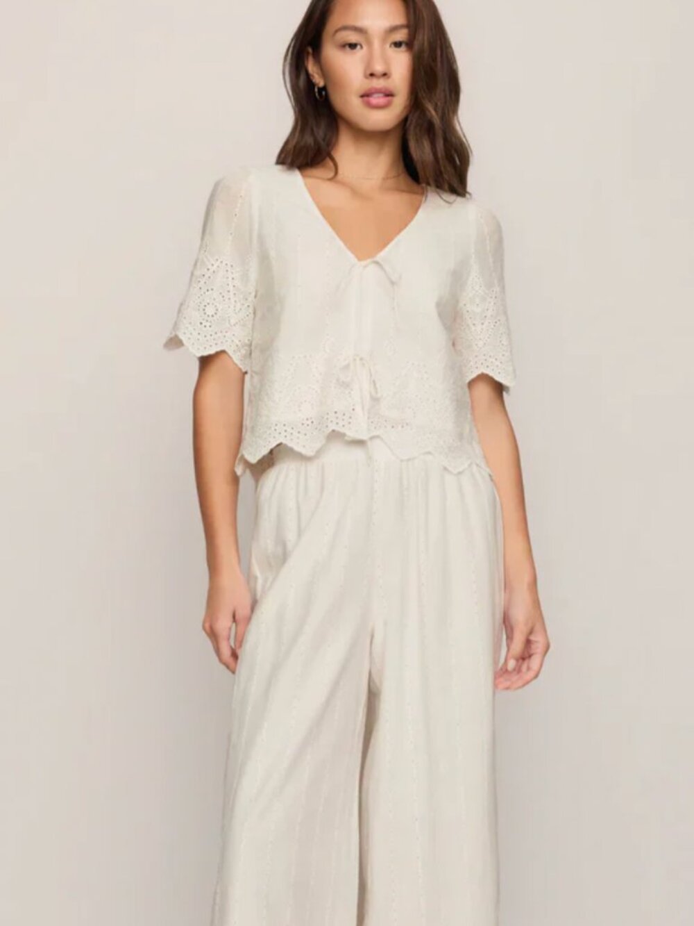 Sold together- Oceanside Z Supply Embroidered Top AND Sea Esta Embroidered Pants